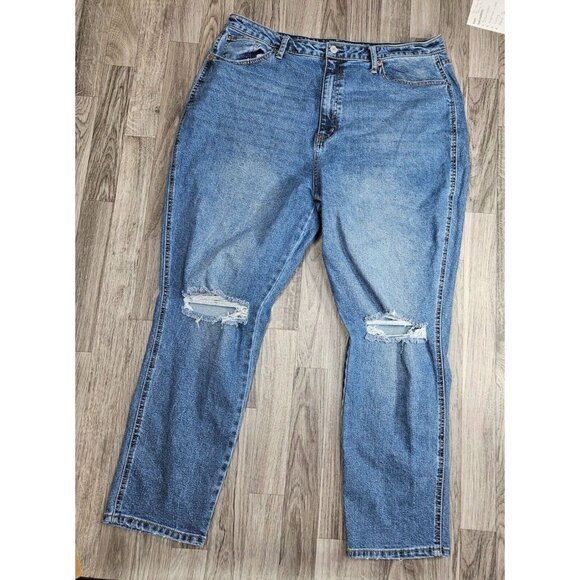 (3/$35) Arizona Jean Co Size 21 Distressed High Rise Curvy Denim Blue Mom Jeans - Picture 1 of 11